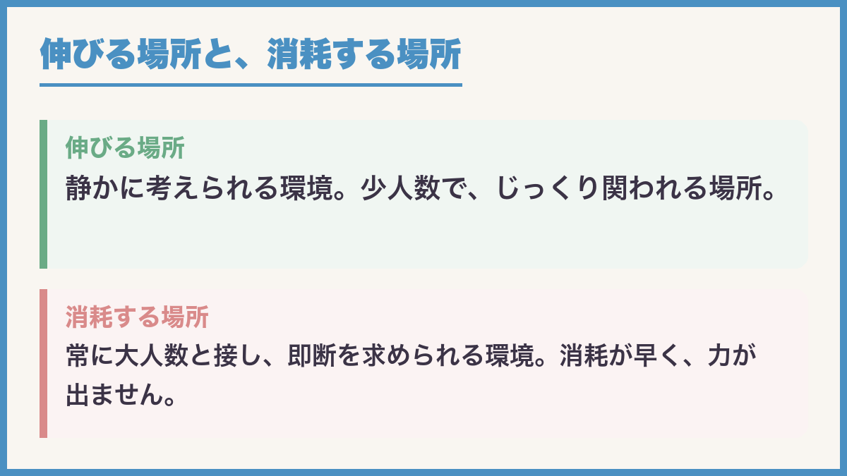 伸びる場所と消耗する場所