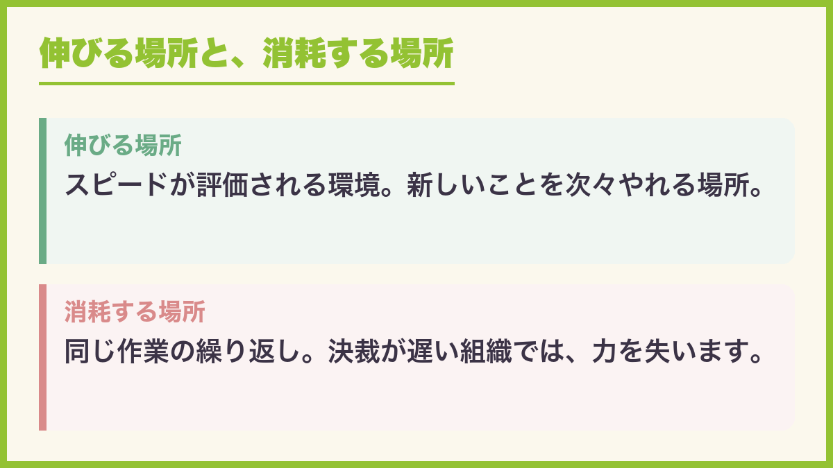伸びる場所と消耗する場所