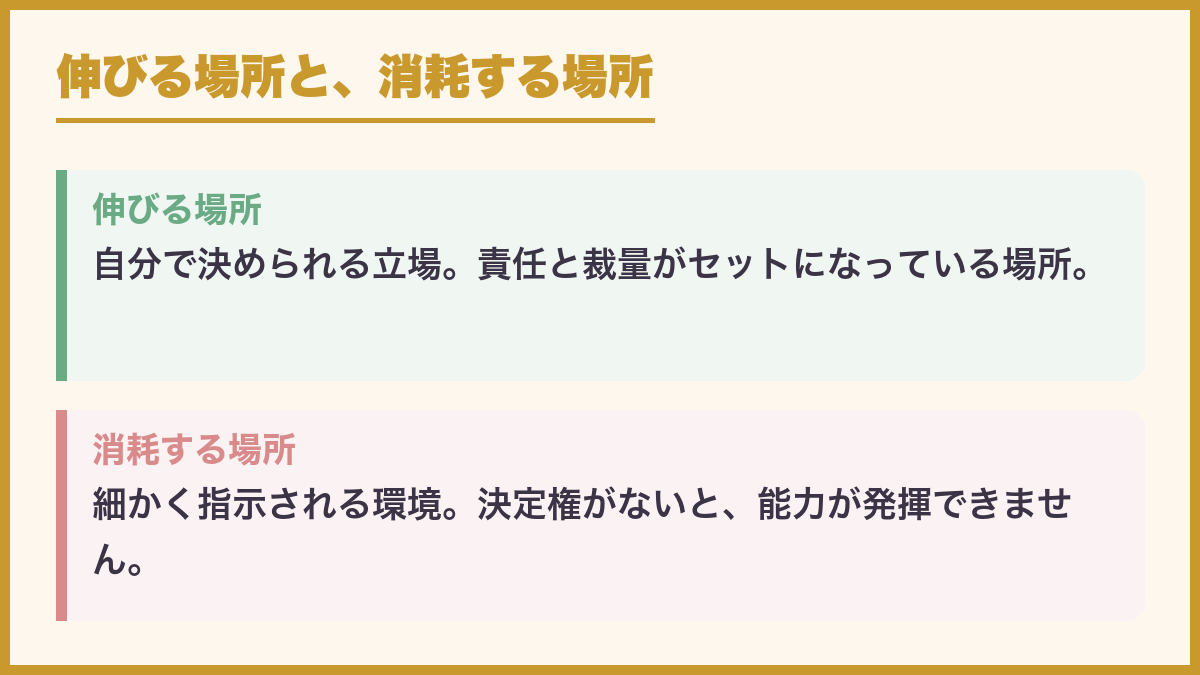 伸びる場所と消耗する場所